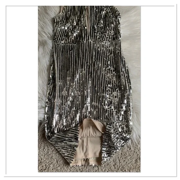 Gianni Bini Shine Bright Sequin Dress Silver Size Medium